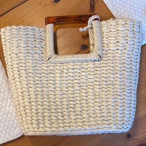 Stylish Cream Woven Tote Bag